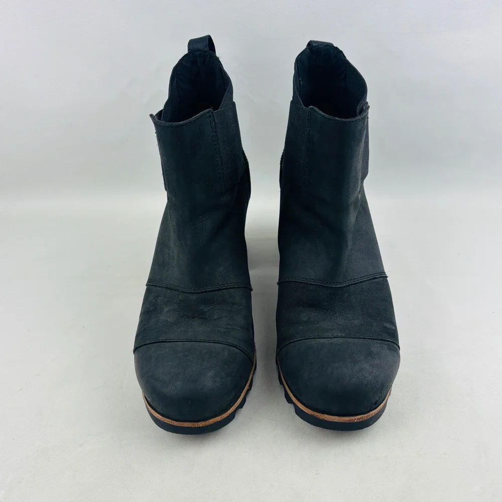 Sorel Addington Chelsea Boot Womens 11 Black Leather Chunky Heel Lug Sole Studs‎